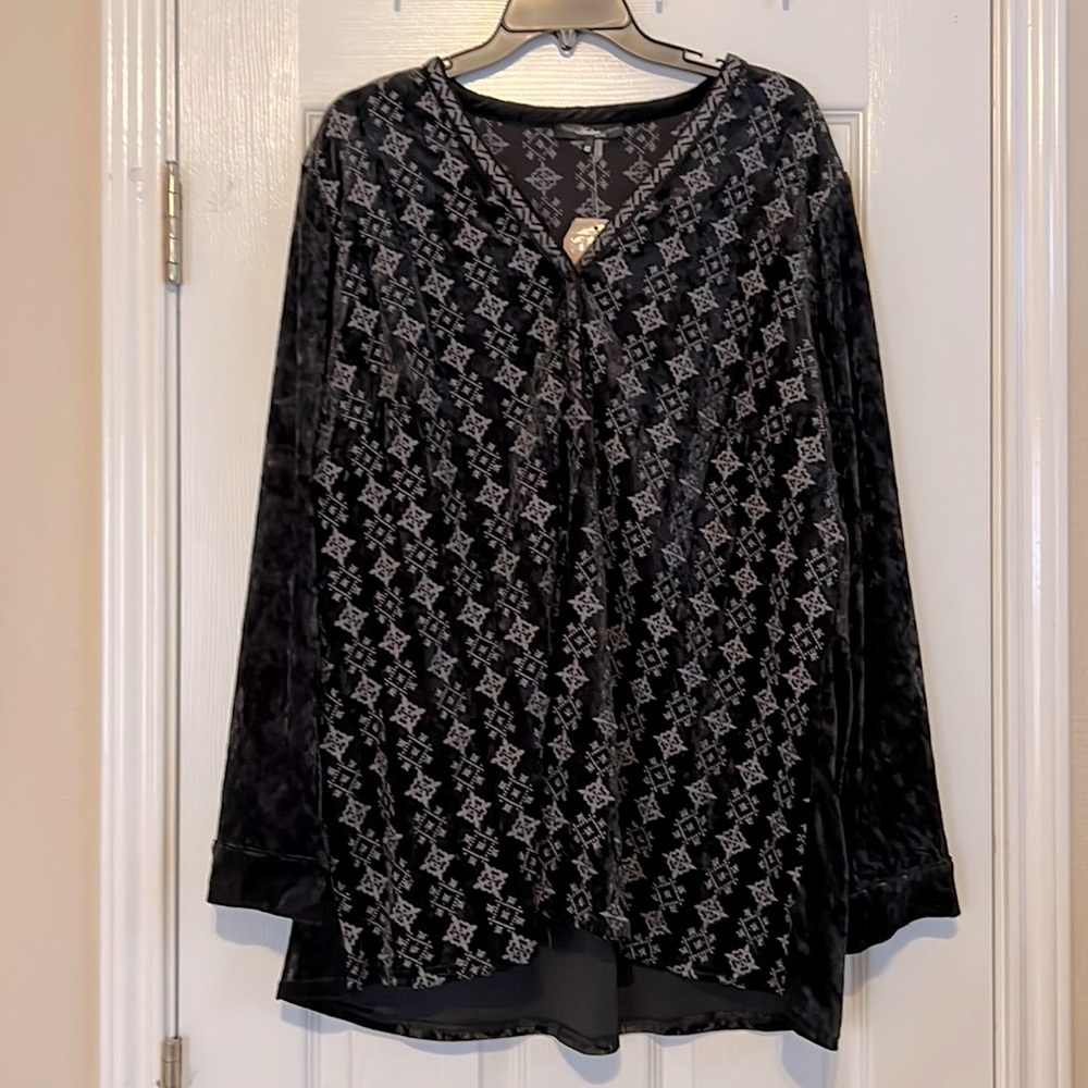 Embroidered velour blouse